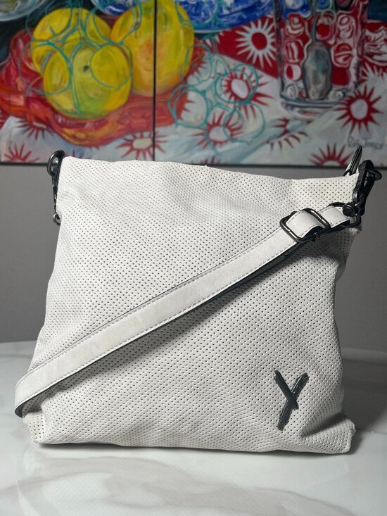 Suri Frey Handbags - SURI FREY White Perforated Crossbody Bag